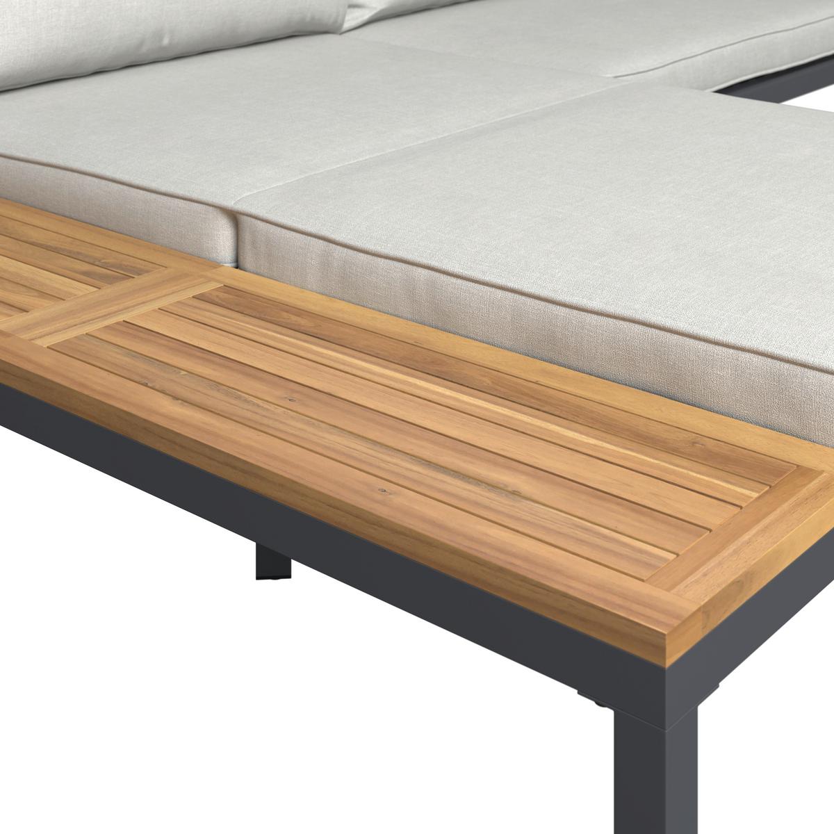 Loungegarnitur Santa Monica - Grau/Akaziefarben, MODERN, Holz/Kunststoff (152/271cm) - Beldano