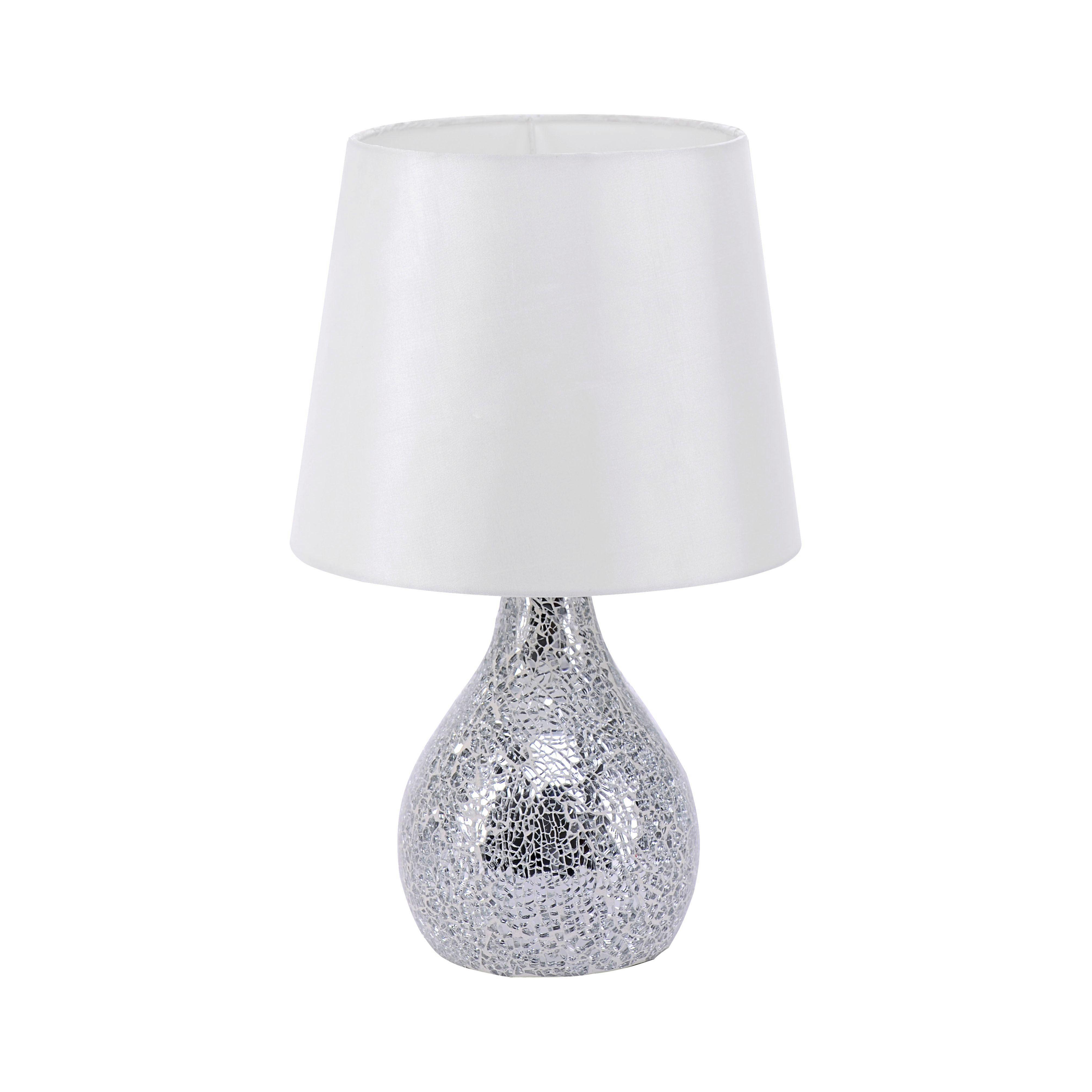 Asztali Lámpa 11245-16 Cornelius - Fehér/Ezüst, konvencionális, Műanyag/Üveg (23/23/37cm)