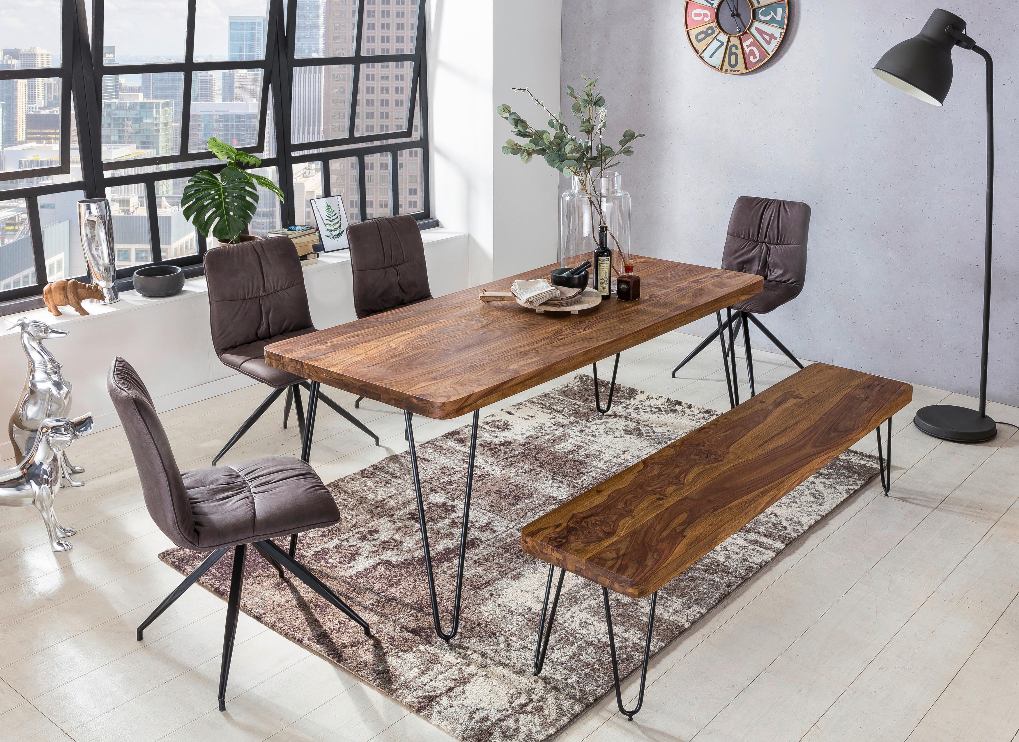 Esstisch Wl1.499 - Sheeshamfarben/Schwarz, Design, Holz/Metall (160/80/76cm) - MID.YOU