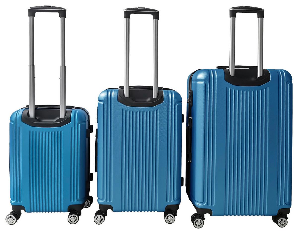 Reisekoffer Set 3-tlg Verona 4 Rollen Hartschale - Blau, Design, Kunststoff/Textil - Luca Bessoni
