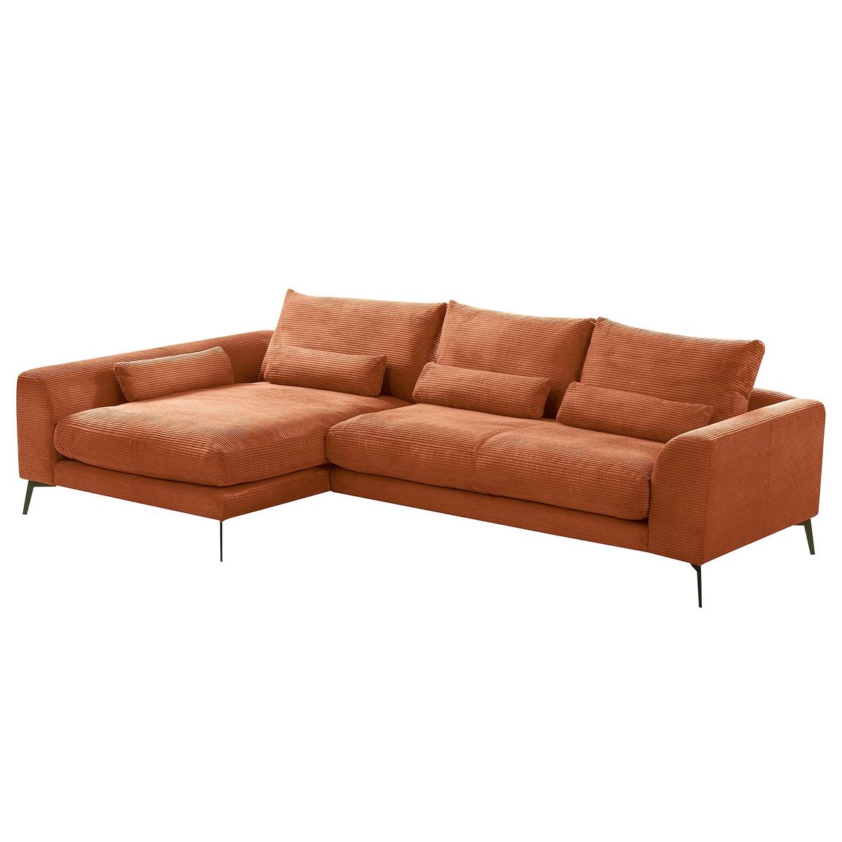 Ecksofa Berlin Cord Kupferfarben 172x313 cm - Schwarz/Kupferfarben, Design, Textil (172/313cm) - P & B