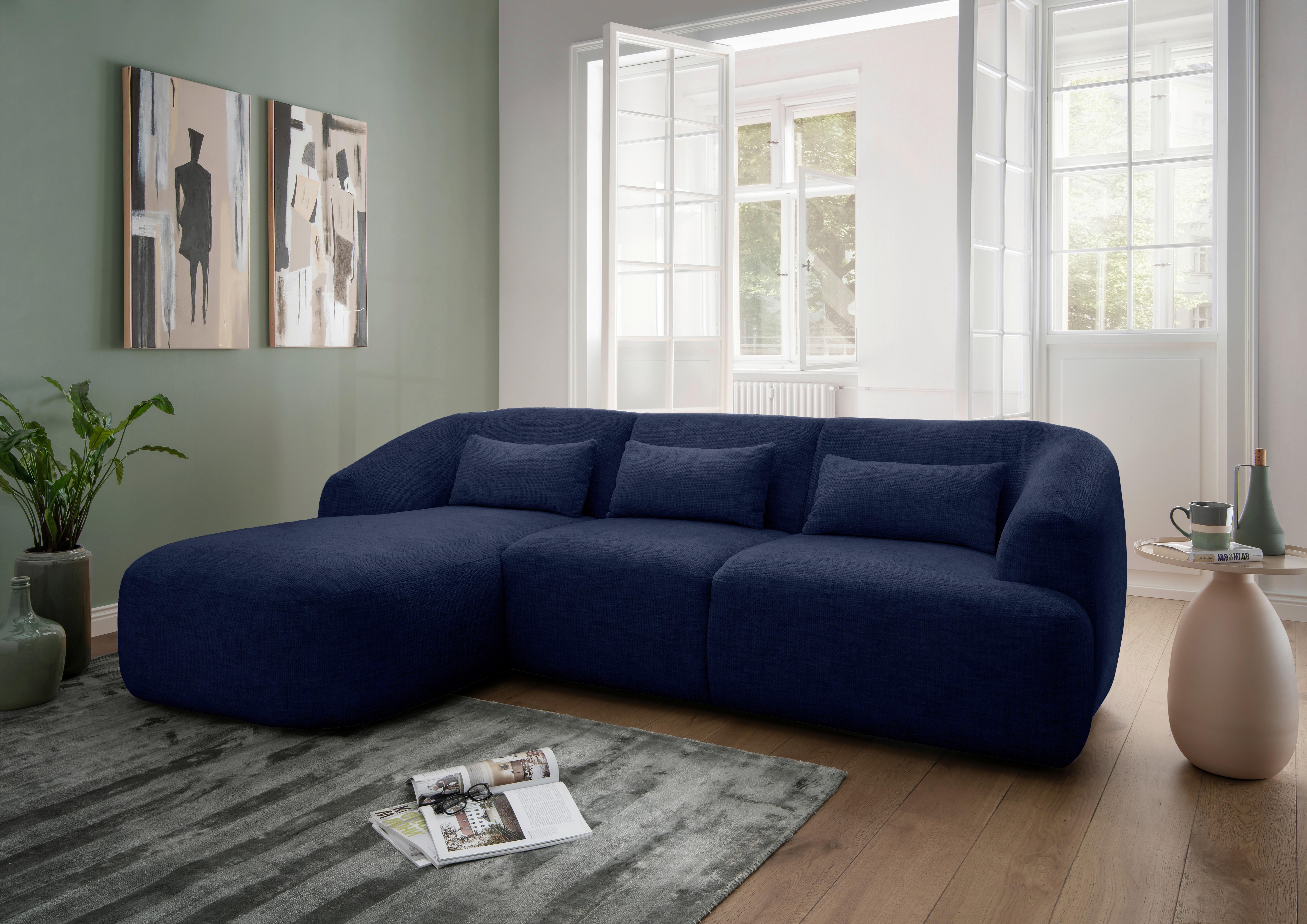 Ecksofa Caponi Dunkelblau S: 160x256 Cm - Schwarz/Dunkelblau, MODERN, Textil (160/256cm) - Livetastic