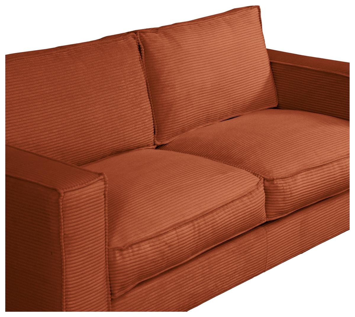 Schlafsofa Texas Rostfarben Cord, B: 203 cm - Rostfarben/Dunkelbraun, Design, Textil (203/85/99cm) - MID.YOU
