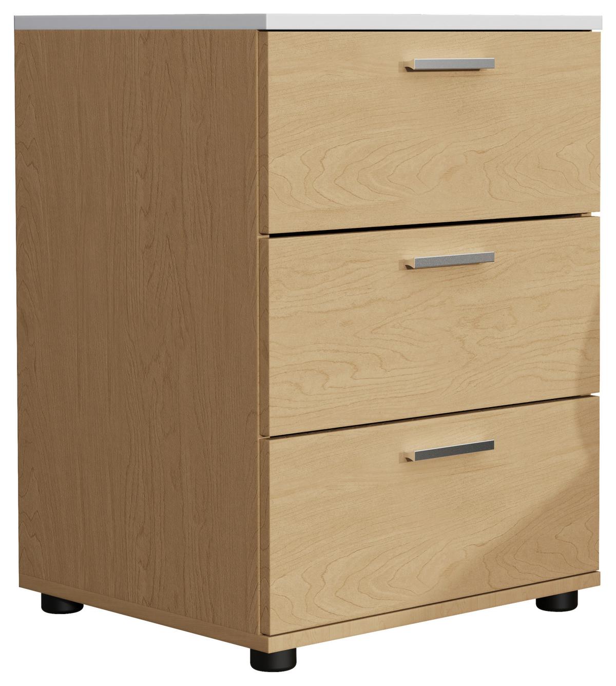 Nachtkästchen Testalo Weiß, Eiche Dekor B: 46 cm - Honigeiche/Eichefarben, MODERN, Holzwerkstoff (46/59/42cm) - MID.YOU