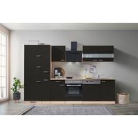 Küchenzeile Economy M. Geräten 310 Cm Schwarz/eiche Dekor - Eichefarben/Schwarz, Basics, Holzwerkstoff (310cm) - Respekta