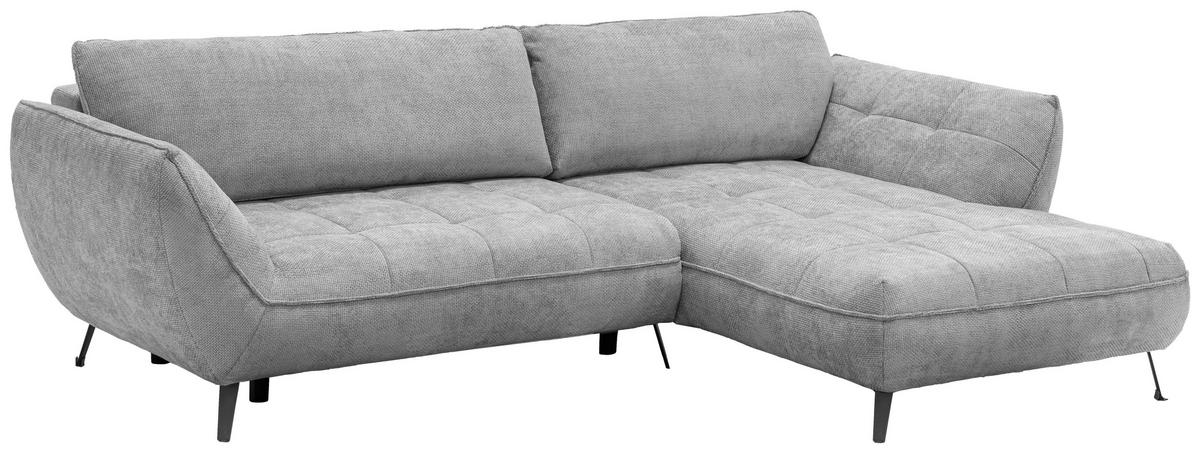 Ecksofa Samoa Hellgrau S: 282x187 cm - Hellgrau/Schwarz, Design, Textil (282/187cm) - Livetastic