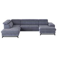 Wohnlandschaft mit Bettkasten Emma Blau - Blau/Schwarz, Textil (215/328/165cm) - MID.YOU