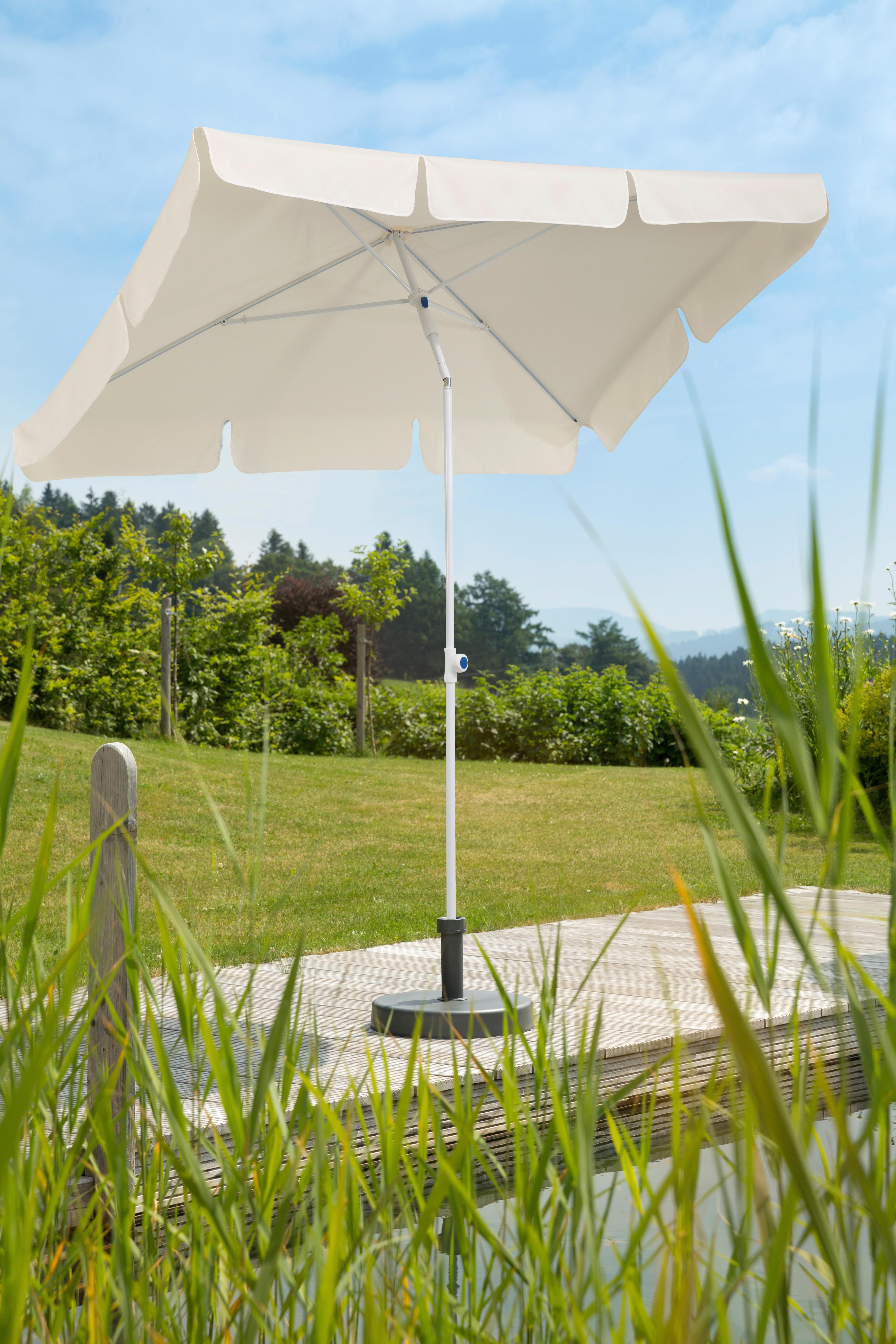 Sonnenschirm Ibiza BxHxT: 120x225x180 cm Naturfarben - Naturfarben/Weiß, Basics, Textil/Metall (120/225/180cm) - Schneider