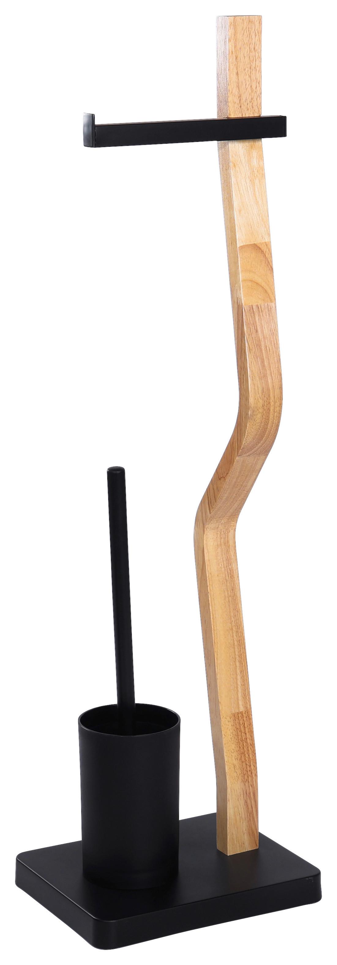 Wc-kefe Szett Emilio - natúr színű/fekete, Trend, műanyag/faalapú anyag (23/75/18cm) - Homezone