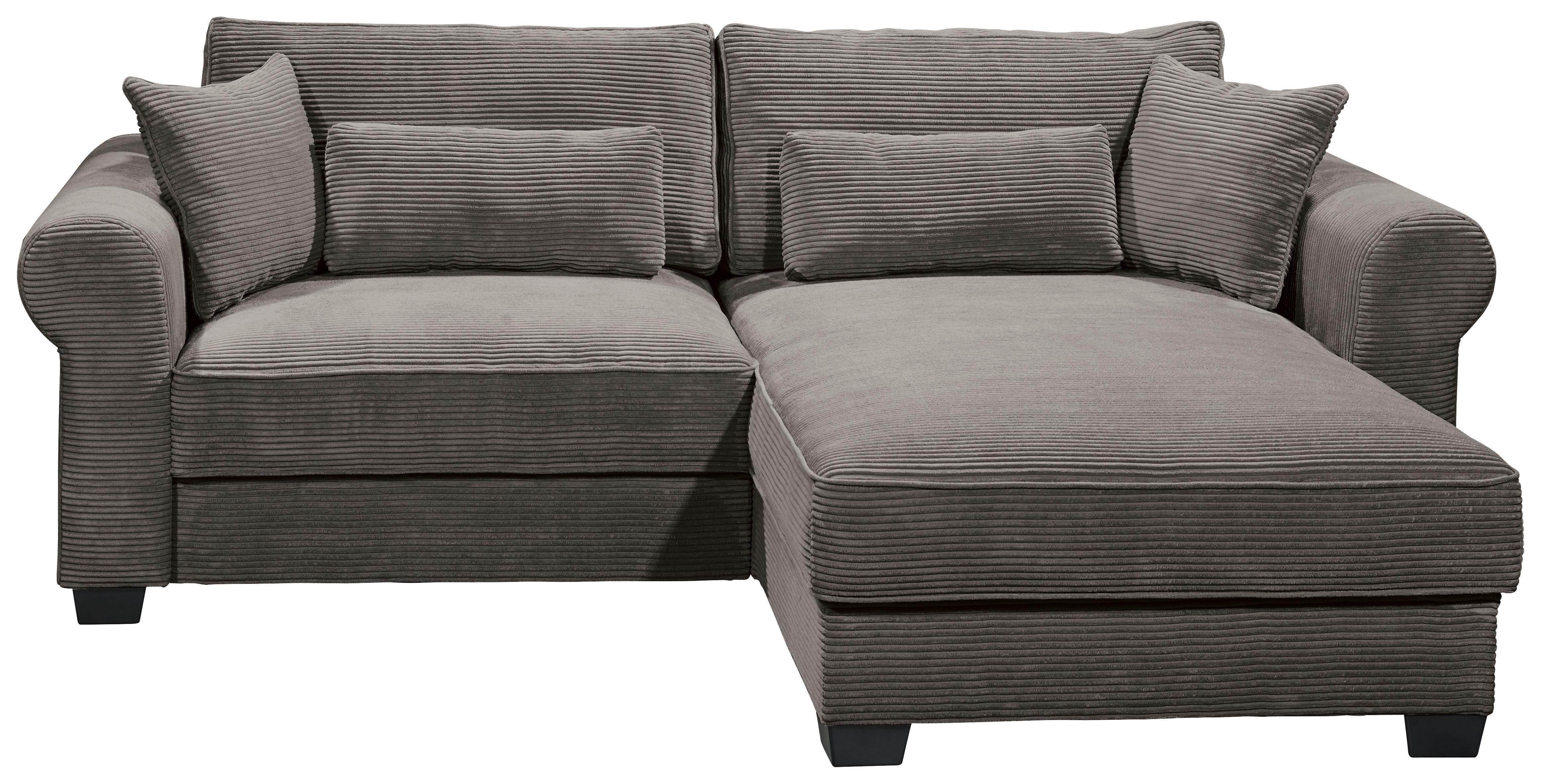 Ecksofa mit Schlaffunktion Angelina Mokka Kord - Schwarz/Mokka, Basics, Textil (255/185cm) - MID.YOU
