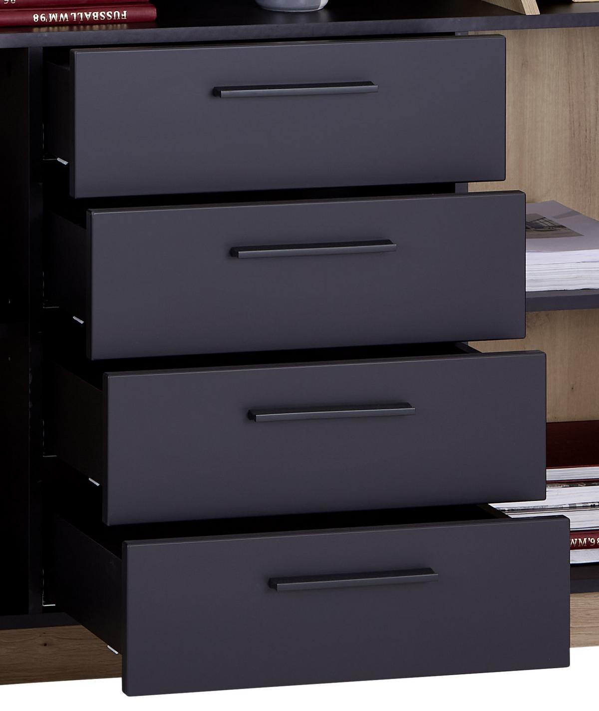 Kommode Mit Soft-Close B: 150,2cm Maxi, Grau/Eiche Dekor - Eichefarben, MODERN, Holzwerkstoff (150,2/90/41,9cm)