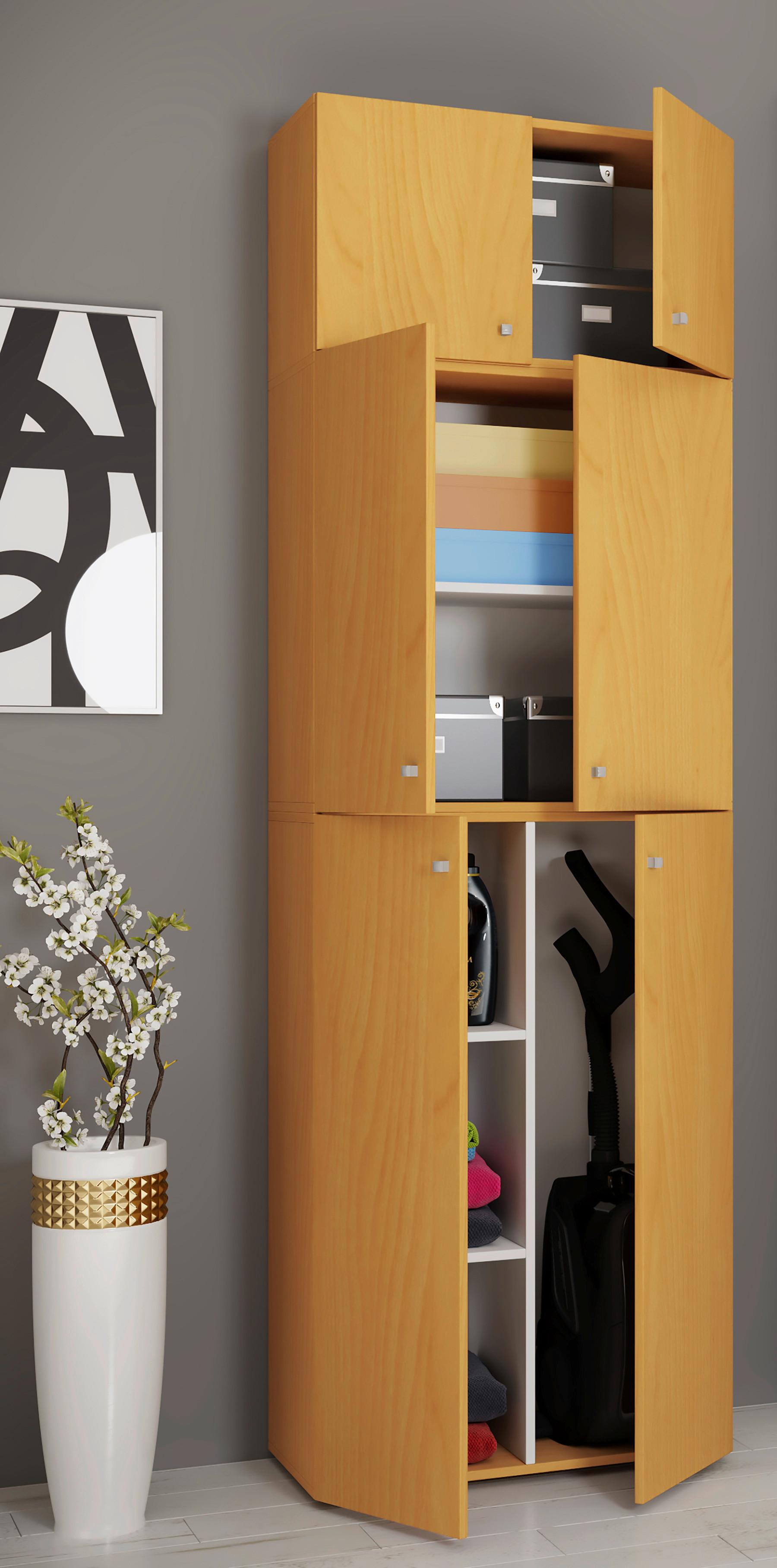 Mehrzweckschrank Lona XXL Buche Dekor BxH: 70x223 cm - Buchefarben/Schwarz, MODERN, Holzwerkstoff (70/223/39cm) - MID.YOU