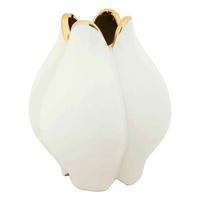 Vase Potter Weiß, Goldfarben B:23cm - Goldfarben/Weiß, Basics, Keramik (23/27.5/23cm)