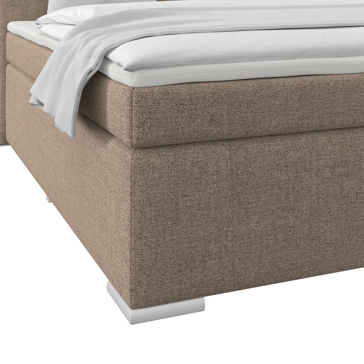 Boxspringbett Mira I Nordic, Lf: 180x200 cm - Alufarben/Cappuccino, Basics, Textil (180/200cm)