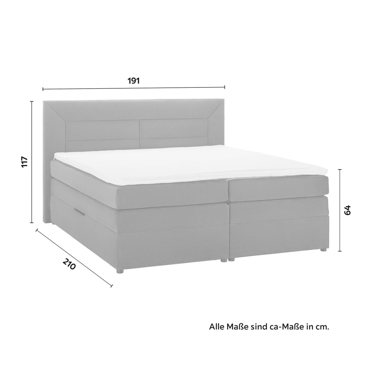 Postel Boxspring s topperem Maja, 180x200 - šedá/černá, Moderní, dřevo/textil (180/200cm) - Bessagi Home