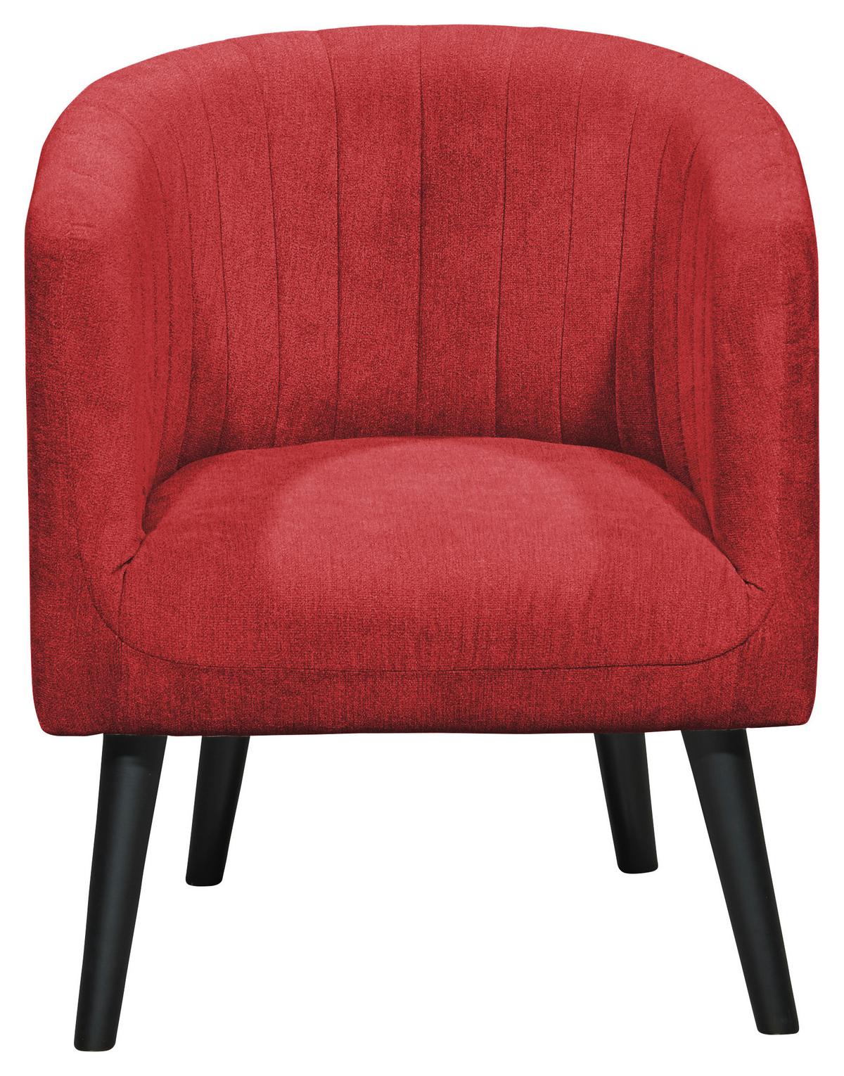 Polstersessel Mit Armlehnen Paul Velours Rot - Rot/Schwarz, Basics, Textil (61/82/58cm) - Livetastic