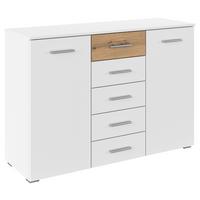 Kommode Foster Alpinweiß, B: 120 Cm - Alufarben/Eiche Artisan, KONVENTIONELL, Holzwerkstoff (120/84/40cm)