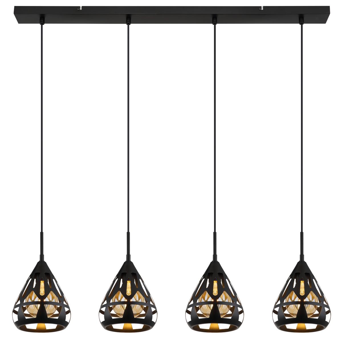 Hängeleuchte 15889-4h - Schwarz, Basics, Kunststoff/Metall (92/17/120cm) - Globo