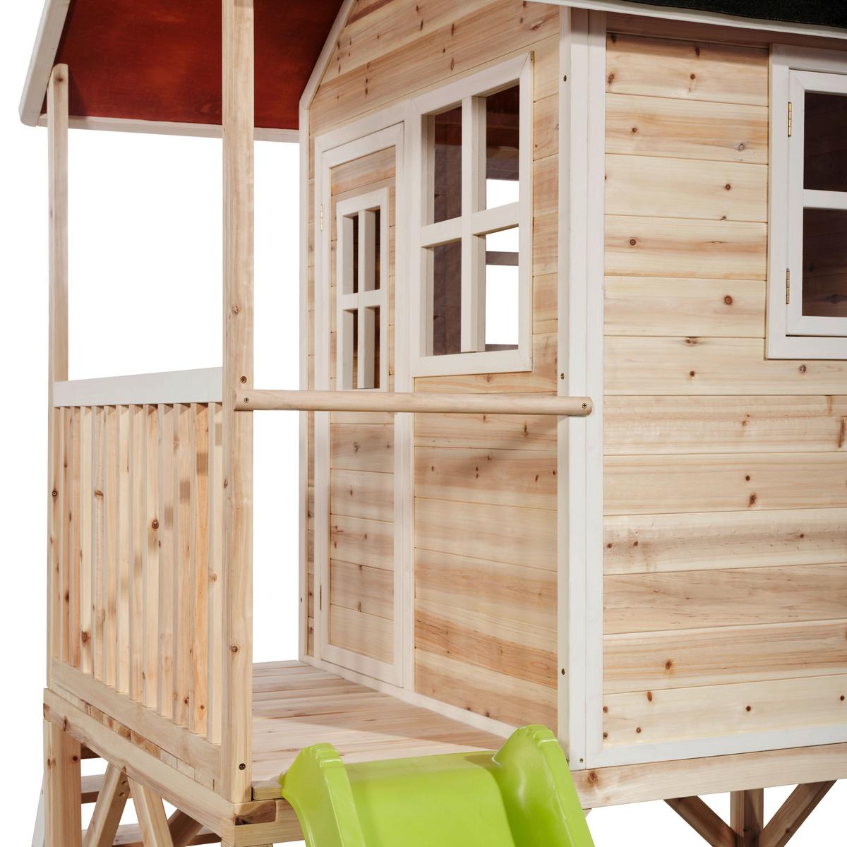 Stelzenhaus Mit Rutsche Naturfarben Exit Loft 500 - Limette/Naturfarben, KONVENTIONELL, Holz (329/190/253cm) - EXIT Toys