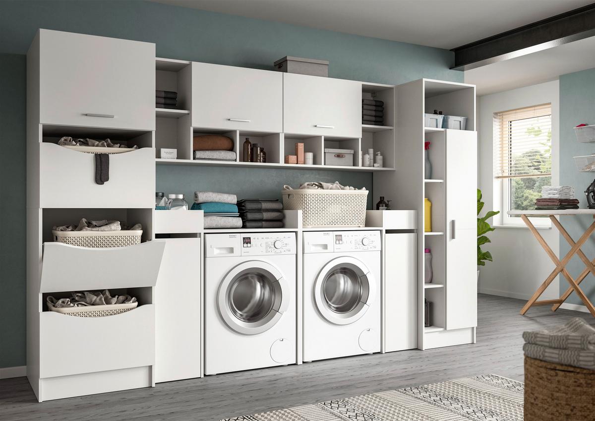 Hauswirtschaftsraum Free Weiß B: 306cm - Weiß, Basics, Holzwerkstoff (306/195/68cm) - MID.YOU