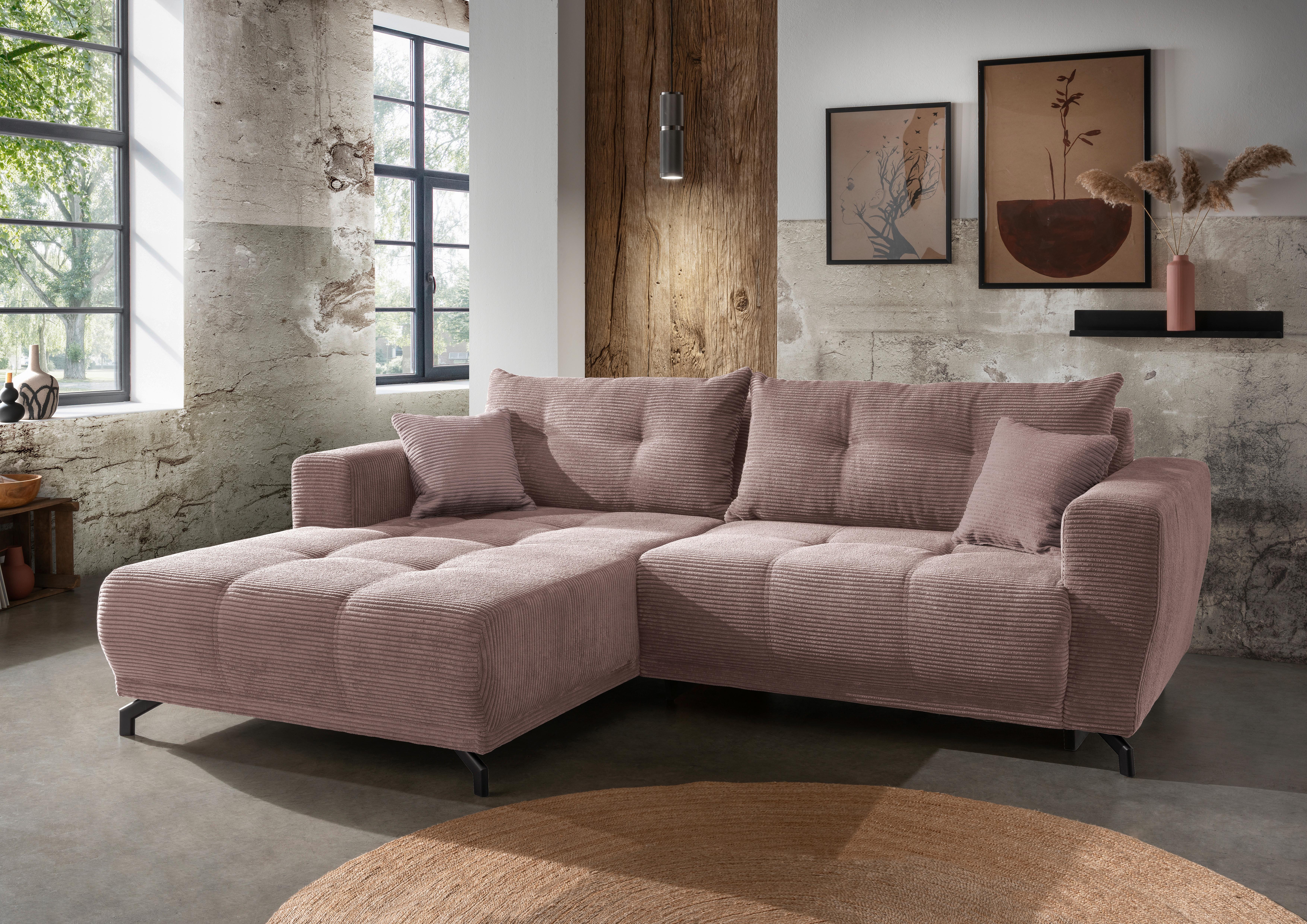 Ecksofa Restato Rosa S: 177x246 cm - Schwarz/Rosa, MODERN, Holz/Textil (177/246cm) - MID.YOU