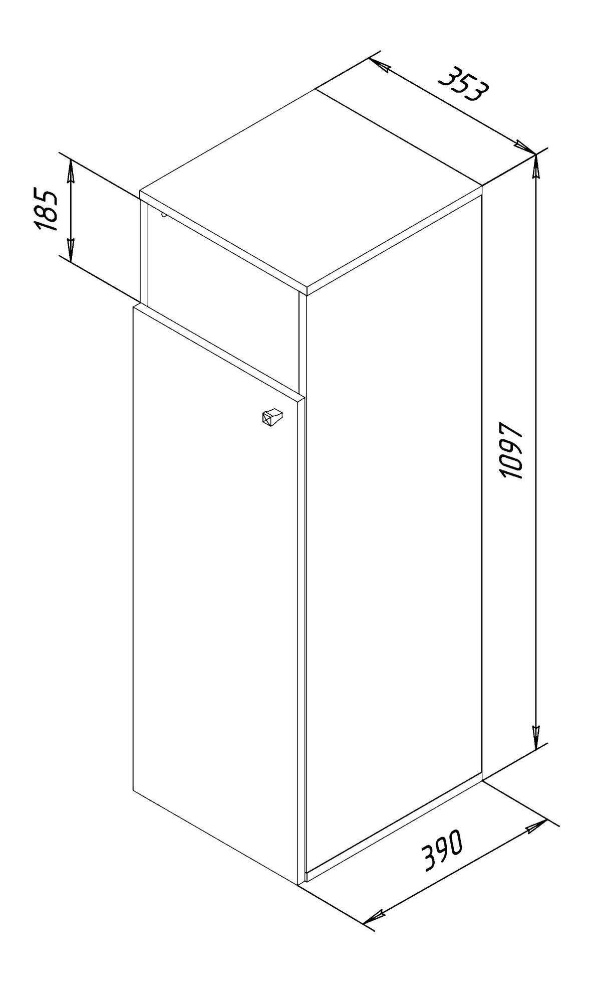 Midischrank Klidas XL B: 40 cm Weiß - Schwarz/Weiß, MODERN, Holzwerkstoff (40/110/39cm) - MID.YOU