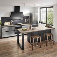 Einbauküche Indiana Frei Planbar Modern, Grifflos - Edelstahlfarben, MODERN, Holzwerkstoff - Vertico