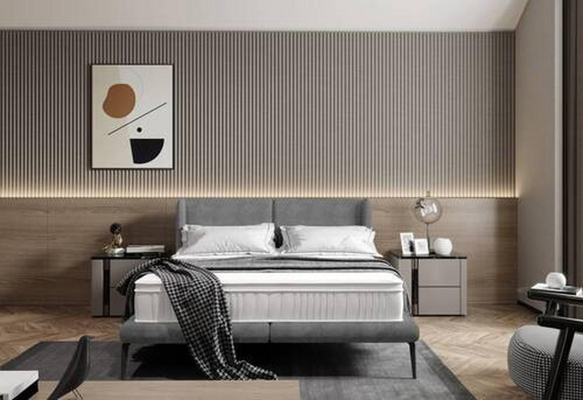 Polsterbett mit Matratze 180x200 Tessina Sorisso Grau - Schwarz/Grau, MODERN, Textil (180/200cm) - Livetastic