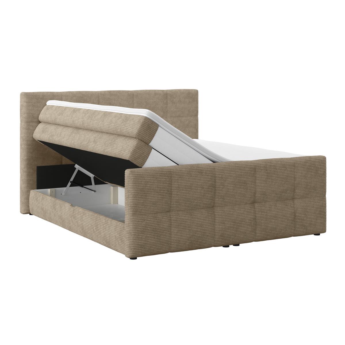 Boxspringbett mit Topper und Bettkasten 160x200 Medino - Schlammfarben, KONVENTIONELL, Holz/Holzwerkstoff (160/200cm)