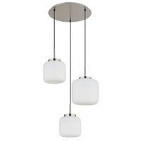 Hängeleuchte Kladora D: 52,5cm Schwarz Weiß Nickelfarben - Schwarz/Weiß, KONVENTIONELL, Glas/Textil (52,5/130cm) - Globo