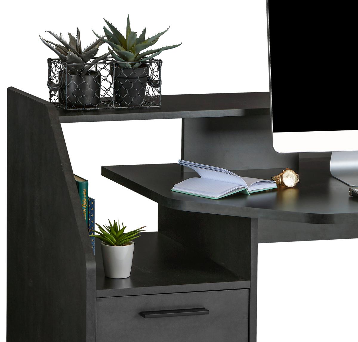 HERNÍ STŮL ENTER - černá/barvy grafitu, Moderní, kompozitní dřevo/plast (160/95,7/71,5cm)