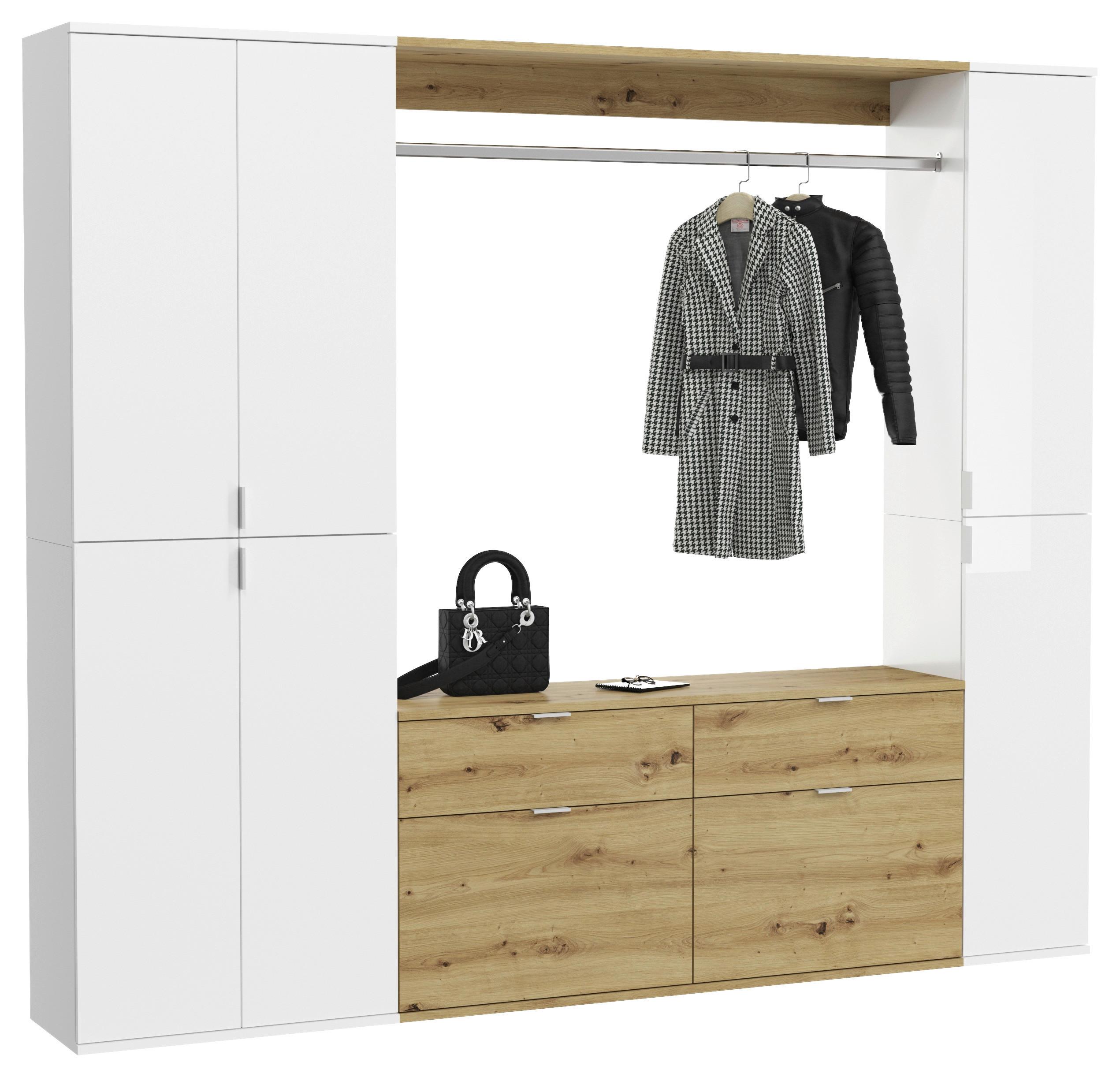 Garderobe Projekt X 3-Teilig Weiß/Eiche Artisan B: 212 cm