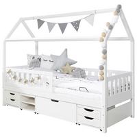 Hausbett 200x90 cm Weiß mit Stauraum - Weiß, MODERN, Holz (90/200cm) - MID.YOU