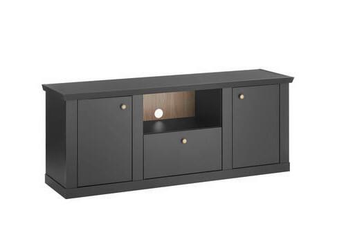 Lowboard Lincoln Schwarz/Eichefarben B: 158cm - Eichefarben/Schwarz, Design, Holzwerkstoff (158/62/42cm) - MID.YOU