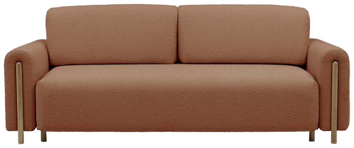 Schlafsofa Arcadova Hellrot B: 244cm - Eichefarben/Hellrot, Design, Textil (244/97/97cm) - MID.YOU