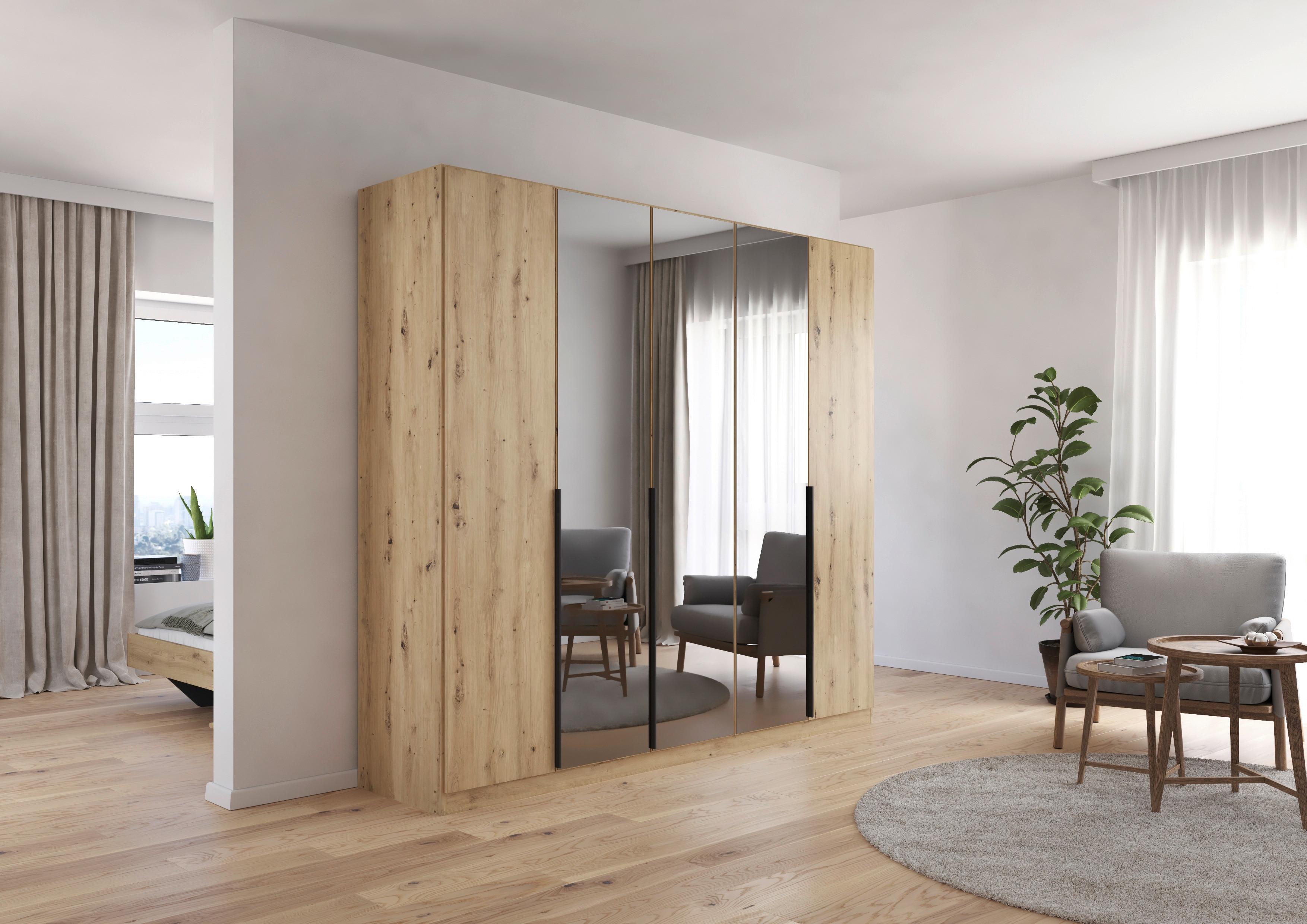Drehtürenschrank Skyla Eiche Artisan/Glas 226 cm - Eiche Artisan, MODERN, Holzwerkstoff (226/210/54cm) - Rauch Möbel