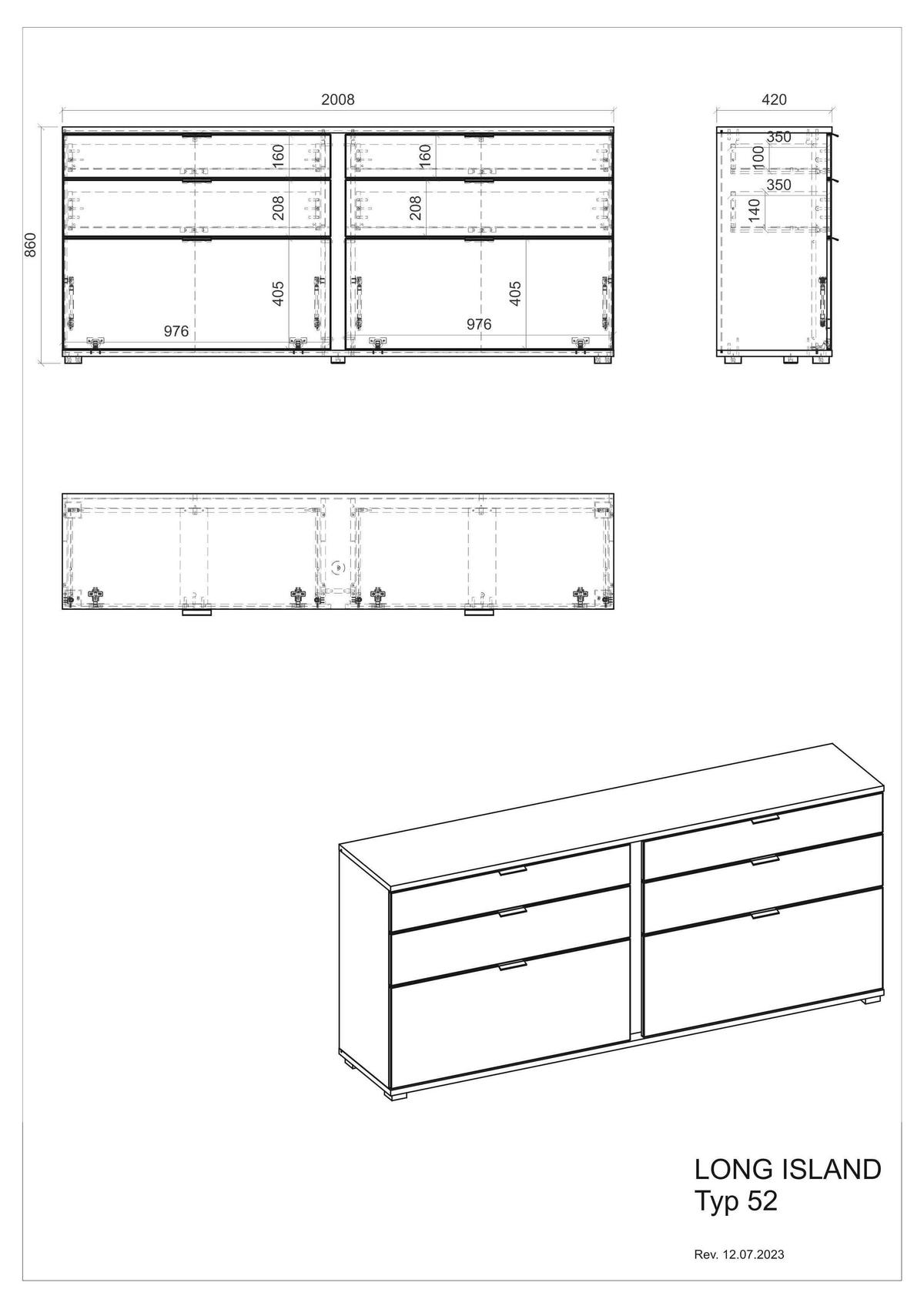 Sideboard Long Island Weiß/eiche Wotan B: 200 Cm - Silberfarben/Eiche Wotan, Design, Holzwerkstoff (200/86/42cm) - MID.YOU