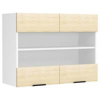 Küchenoberschrank Fasola Honigeiche/Weiß B: 80 cm - Honigeiche/Weiß, Trend, Glas/Holzwerkstoff (80/60/31cm) - MID.YOU