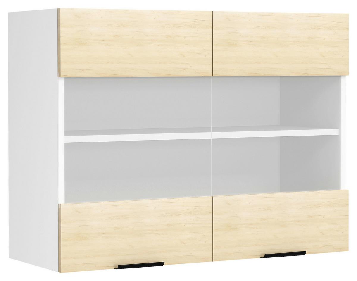 Küchenoberschrank Fasola Honigeiche/Weiß B: 80 cm - Honigeiche/Weiß, Trend, Glas/Holzwerkstoff (80/60/31cm) - MID.YOU