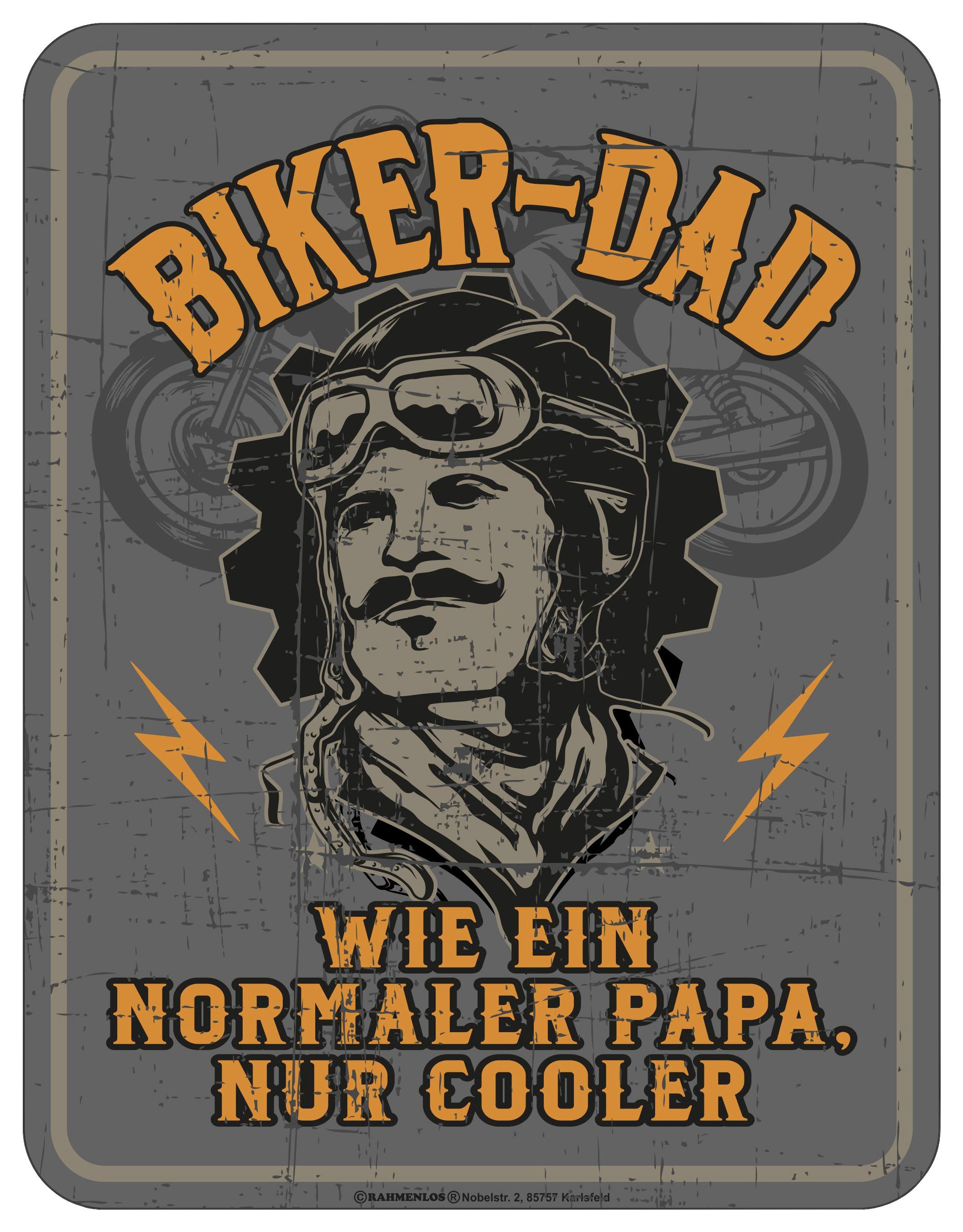 Dekoschild Biker Dad Multicolor 17x22 cm - Multicolor, Basics, Metall (17/22cm)