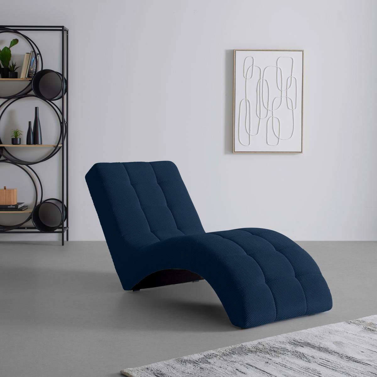 Relaxačné ležadlo LAVANDA, tmavomodrá, max. 120 kg - čierna/tmavomodrá, Modern, textil/plast (68/80/167cm) - Mömax