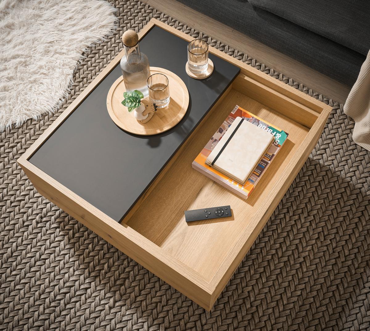 Couchtisch Soleto Graphit-/Eichefarben B: 76cm - Eichefarben/Graphitfarben, Design, Holzwerkstoff (76/35/75cm) - MID.YOU