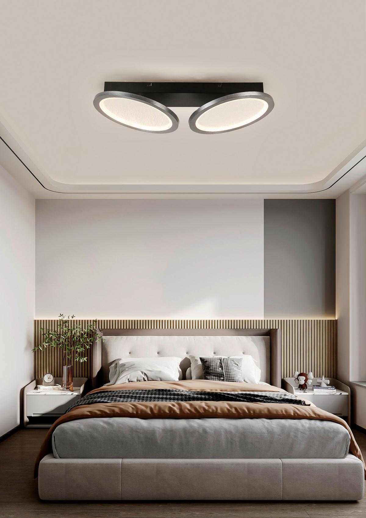 Stropní LED svítidlo DOMINIK - černá/barvy grafitu, Moderní, kov/plast (51/25/8,1cm) - Modern Living