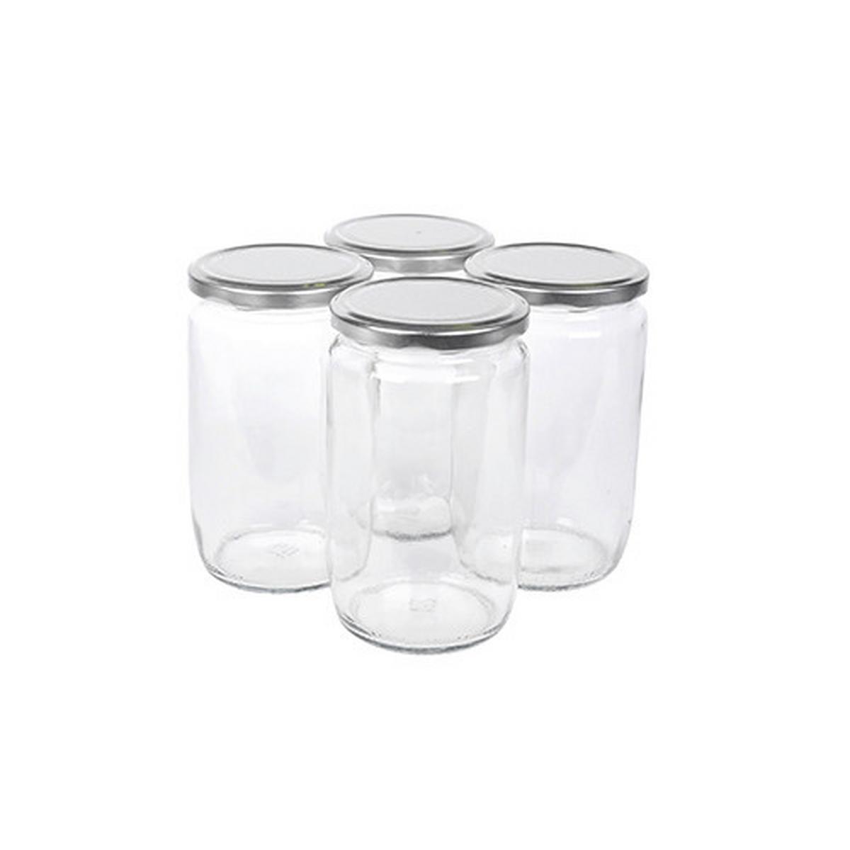 Einmachgläser 4er-Set Zora Je 720 ml, Auslaufsicher - Klar/Weiß, Basics, Glas/Metall (0,72cm)