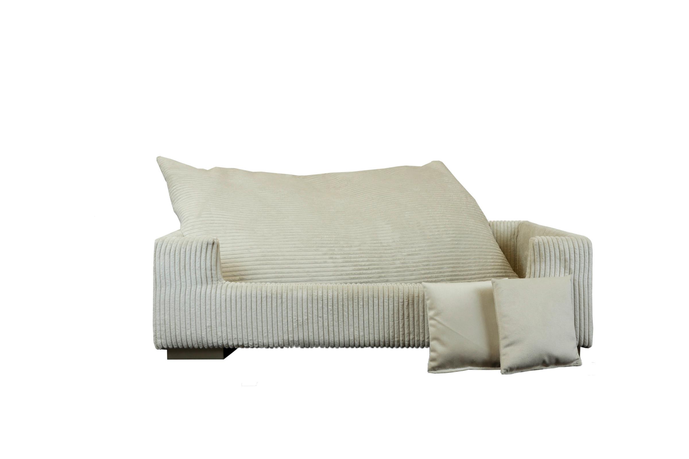 Hundesofa Cord Beige, LxBxH: 90x57x26 cm - Beige, Basics, Holzwerkstoff/Textil (90/57/26cm)