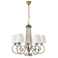 Kronleuchter Bronzefarben Weiß Hg L: 70 cm - Weiß Hochglanz/Bronzefarben, KONVENTIONELL, Textil/Metall (70/70/115cm)