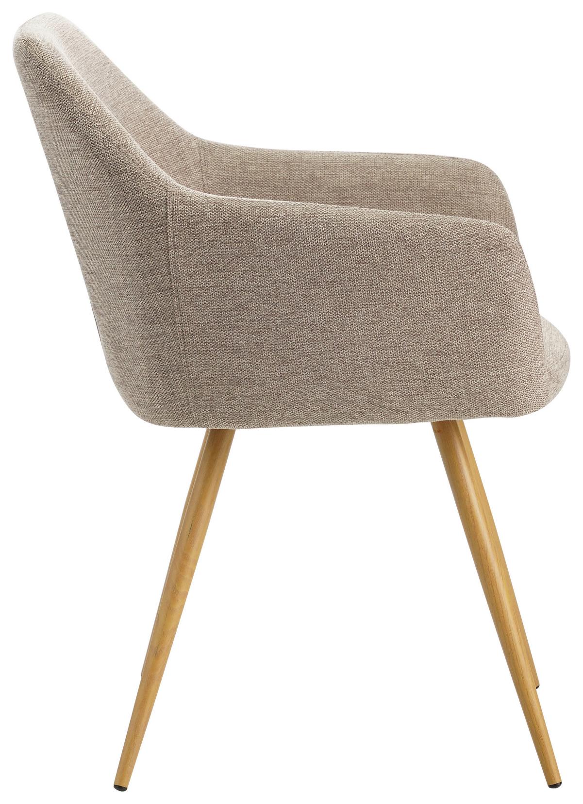 Armlehnstuhl Melinda Grau Gepolstert - Beige/Naturfarben, MODERN, Textil/Metall (56/81,5/63cm) - MID.YOU