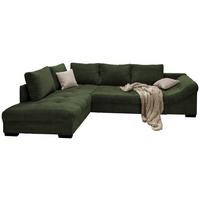 Rohová sedačka ALVITO, levá, tmavě zelený manšestr - černá/tmavě zelená, Design, dřevo/textil (202/298cm) - MID.YOU