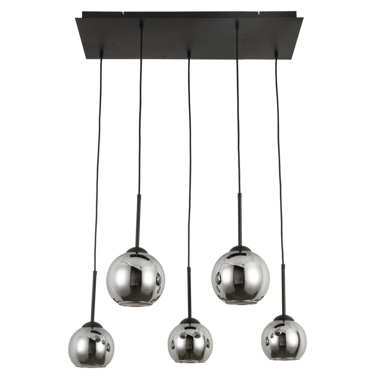 Závěsné svítidlo LUFOO - černá/barvy chromu, Moderní, kov/sklo (75/25/120cm) - Premium Living
