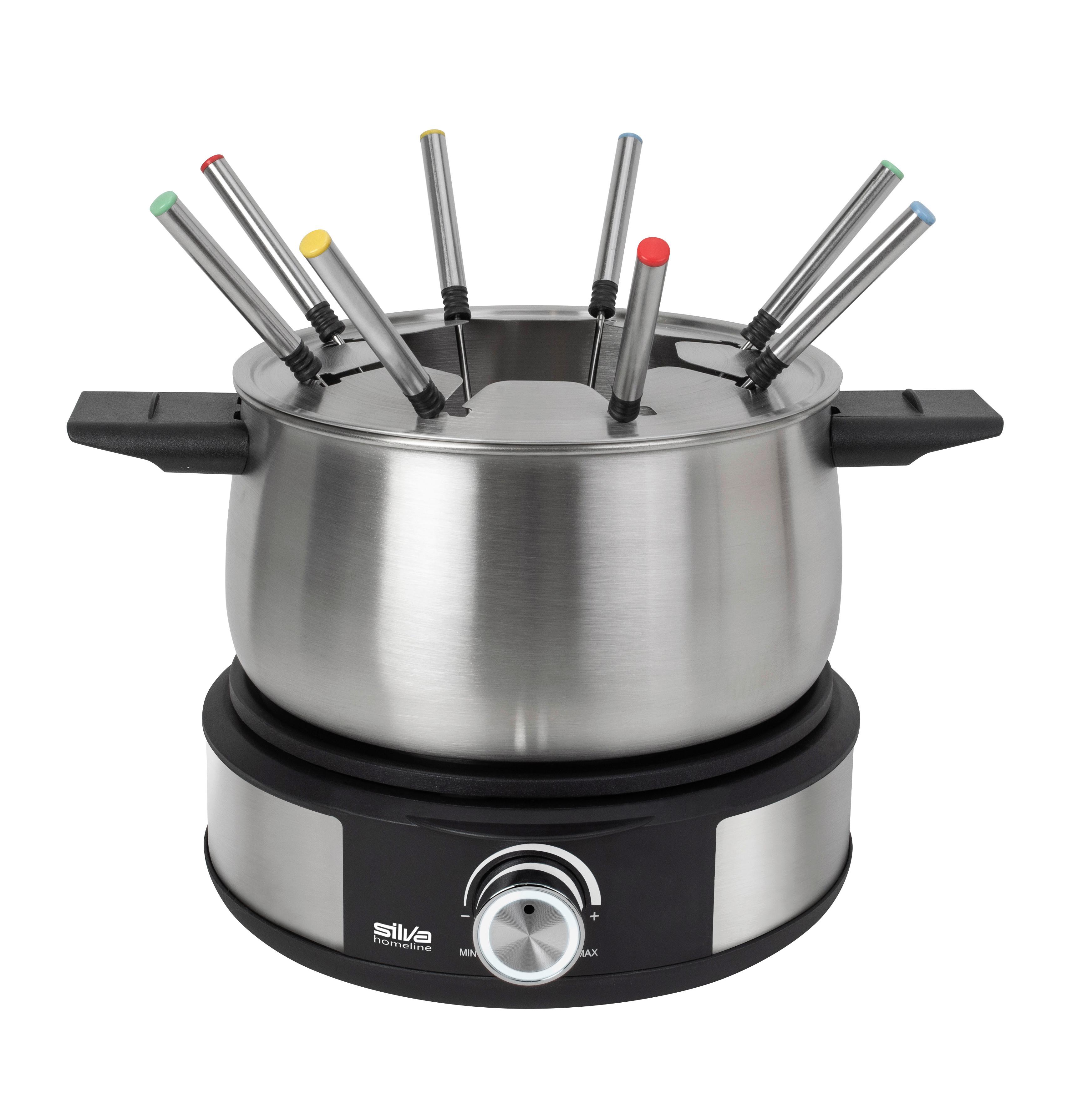 Fondueset Inkl. 8 Fonduegabel - Edelstahlfarben/Schwarz, Basics, Kunststoff/Metall (31,3/19,7/25cm) - Silva Homeline